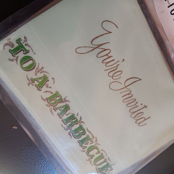 Vintage Barbecue Party Invitations Set 1960's 12 Cards Envelopes NOS - Picture 3 of 3